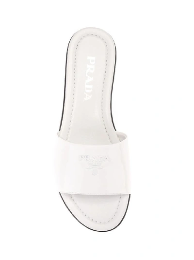 Shop Prada Women's White Leather Sandals