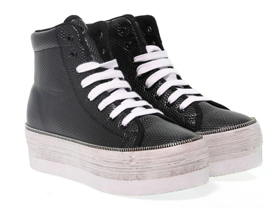 Shop Jc Play By Jeffrey Campbell Women's Black Leather Hi Top Sneakers