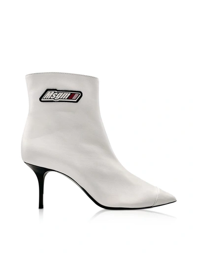 Shop Msgm Women's White Leather Ankle Boots
