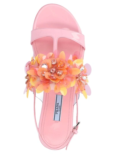 Shop Prada Women's Pink Leather Sandals