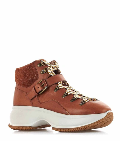 Shop Hogan Women's Brown Leather Ankle Boots