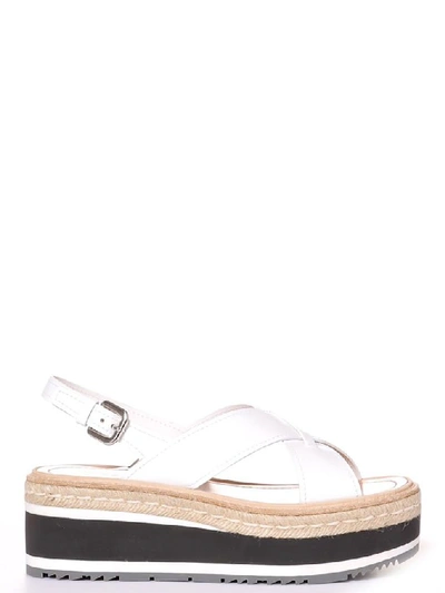 Shop Prada Women's White Leather Sandals