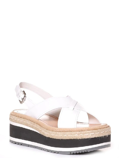 Shop Prada Women's White Leather Sandals