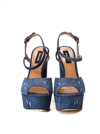 Shop Dsquared2 Women's Blue Cotton Sandals
