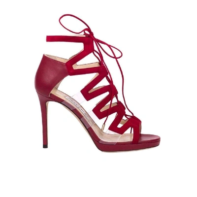 Shop Jimmy Choo Women's Red Leather Sandals
