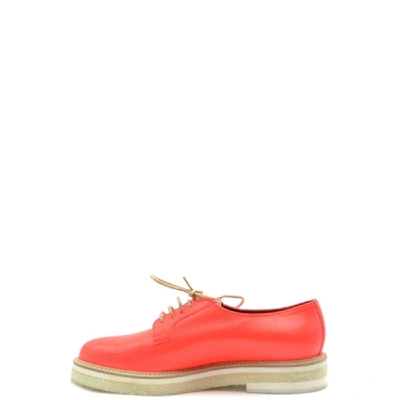 Shop Santoni Women's Orange Leather Lace-up Shoes