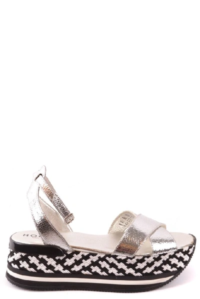 Shop Hogan Women's Silver Leather Sandals
