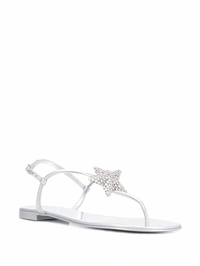 Shop Giuseppe Zanotti Design Women's Silver Leather Sandals