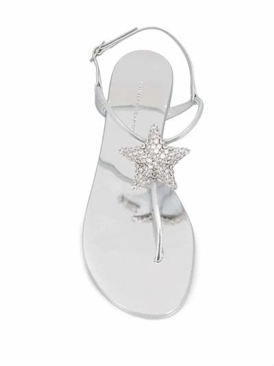 Shop Giuseppe Zanotti Design Women's Silver Leather Sandals