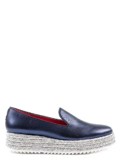 Shop Alberto Gozzi Women's Blue Leather Loafers