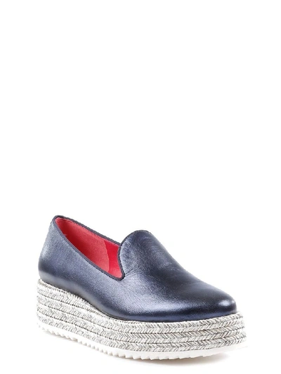 Shop Alberto Gozzi Women's Blue Leather Loafers