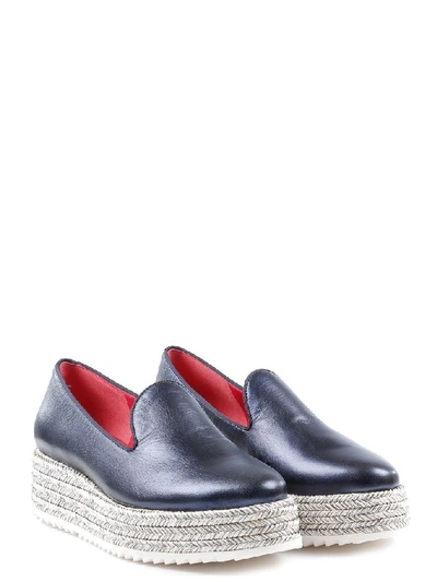 Shop Alberto Gozzi Women's Blue Leather Loafers