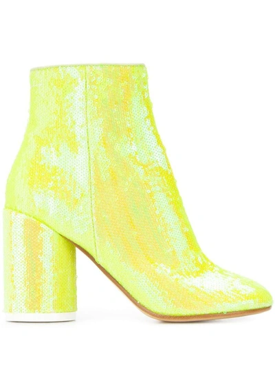 Shop Maison Margiela Women's Yellow Sequins Ankle Boots