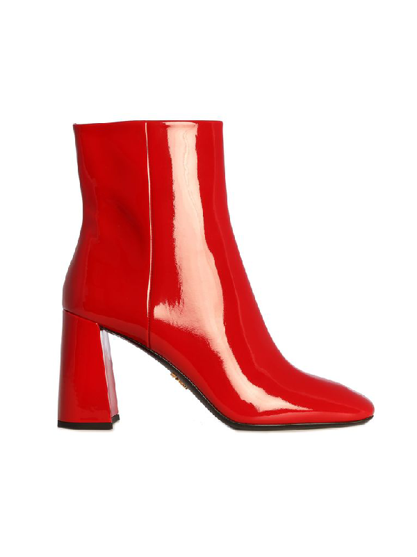 red leather heel boots