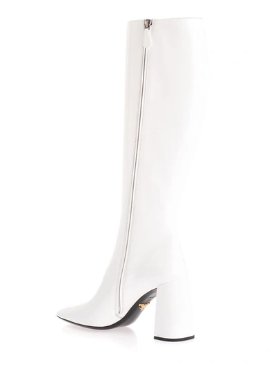 Shop Prada Women's White Leather Boots