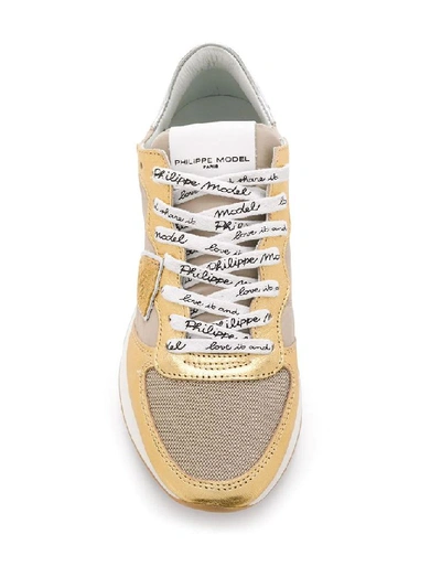 Shop Philippe Model Women's Gold Fabric Sneakers
