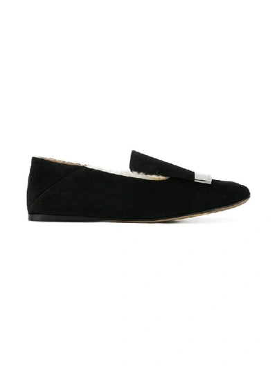 Shop Sergio Rossi Women's Black Leather Loafers