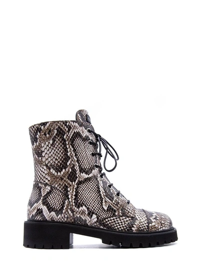 Giuseppe Zanotti Python-embossed Leather Combat Boots In Beige