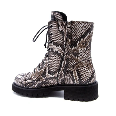 Giuseppe Zanotti Python-embossed Leather Combat Boots In Beige