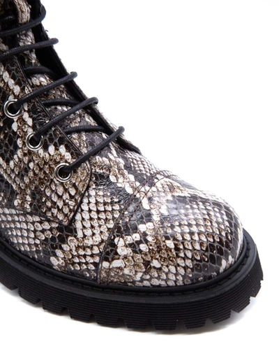 Giuseppe Zanotti Python-embossed Leather Combat Boots In Beige