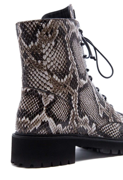 Giuseppe Zanotti Python-embossed Leather Combat Boots In Beige