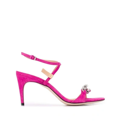 Shop Sergio Rossi Women's Fuchsia Suede Sandals