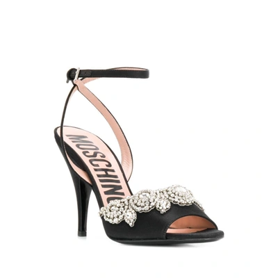Shop Moschino Women's Black Leather Sandals