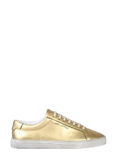 Shop Saint Laurent Women's Gold Leather Sneakers