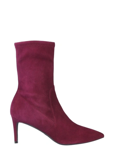 Shop Stuart Weitzman Women's Purple Leather Ankle Boots