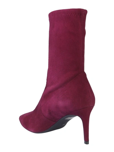 Shop Stuart Weitzman Women's Purple Leather Ankle Boots