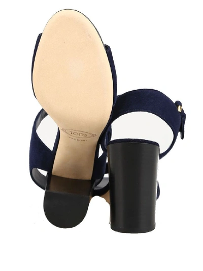 Shop Tod's Women's Blue Leather Sandals