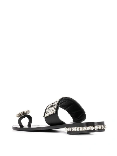 Shop Philipp Plein Women's Black Leather Sandals
