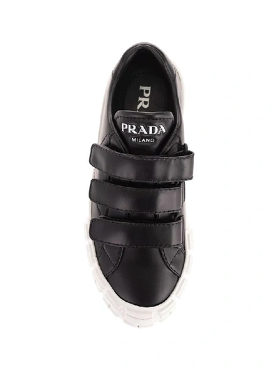 Shop Prada Women's Black Leather Sneakers