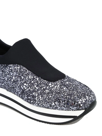 Shop Hogan Women's Black Sequins Slip On Sneakers