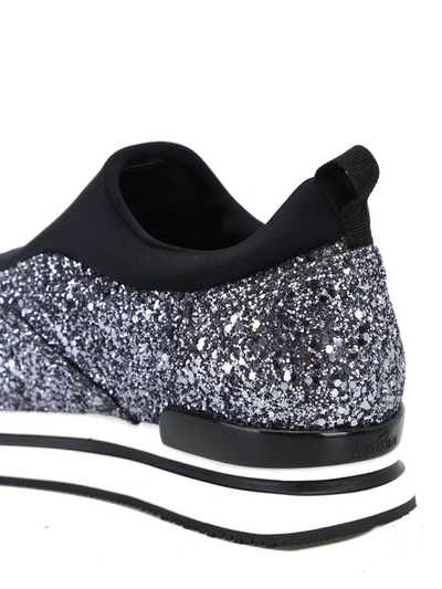 Shop Hogan Women's Black Sequins Slip On Sneakers