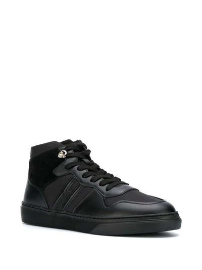 Shop Hogan Men's Black Leather Hi Top Sneakers