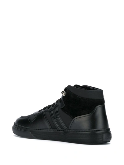 Shop Hogan Men's Black Leather Hi Top Sneakers