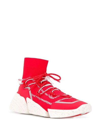 Shop Kenzo Men's Red Synthetic Fibers Hi Top Sneakers
