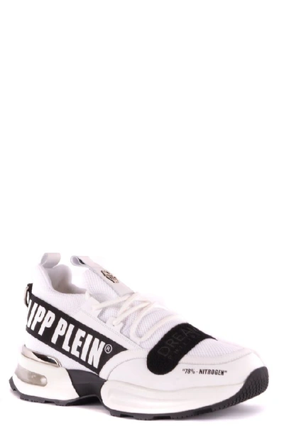 Shop Philipp Plein Men's White Fabric Sneakers