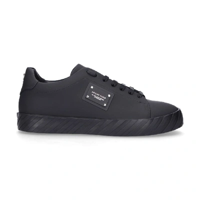 Shop Philipp Plein Men's Black Leather Sneakers