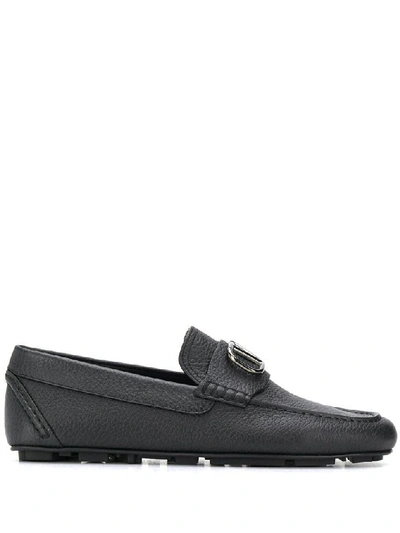 Shop Valentino Men's Black Leather Loafers