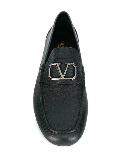 Shop Valentino Men's Black Leather Loafers