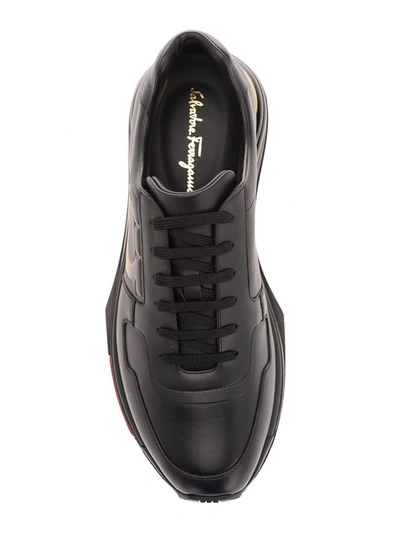 Shop Ferragamo Salvatore  Men's Black Leather Sneakers