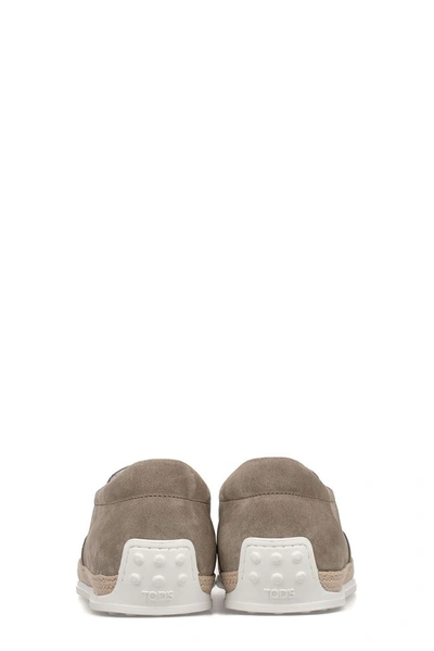 Tod's Suede Espadrille Slip-on Sneaker, Tan In Grey