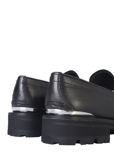 Shop Alexander Mcqueen Men's Black Leather Loafers