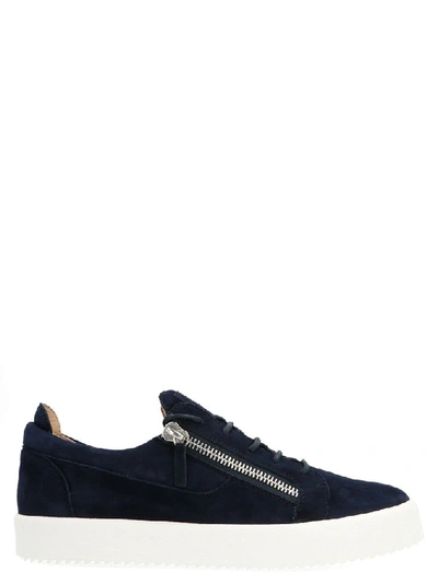 Shop Giuseppe Zanotti Design Men's Blue Leather Sneakers