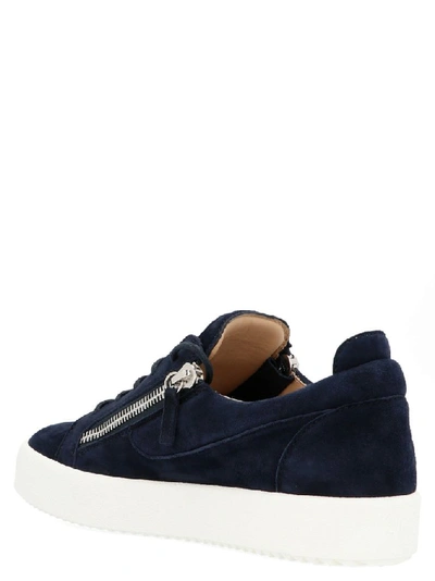 Shop Giuseppe Zanotti Design Men's Blue Leather Sneakers