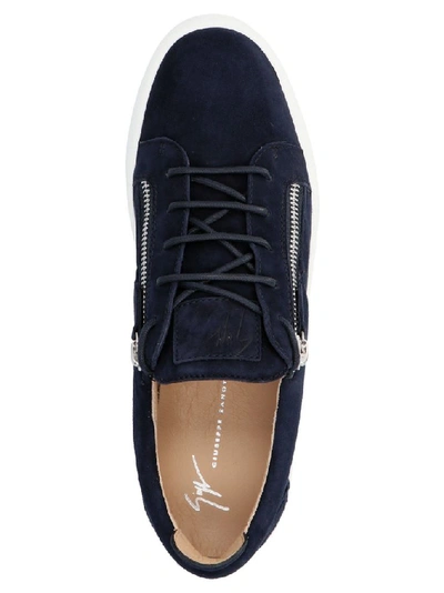 Shop Giuseppe Zanotti Design Men's Blue Leather Sneakers