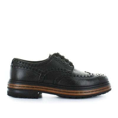 Shop Santoni Men's Black Leather Lace-up Shoes