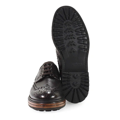 Shop Santoni Men's Black Leather Lace-up Shoes